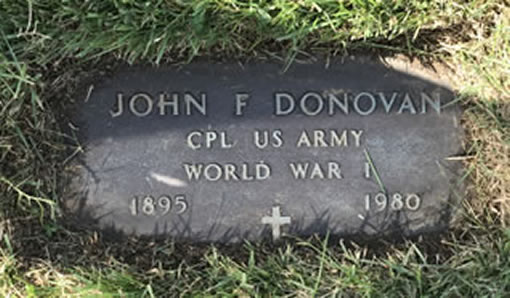 John F. Donovan Grave Marker